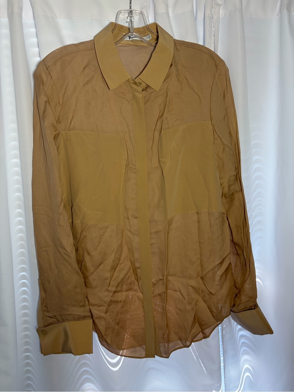 ALEXANDER WANG Nude/Tan Silk Blend Long Sleeve Blouse size M